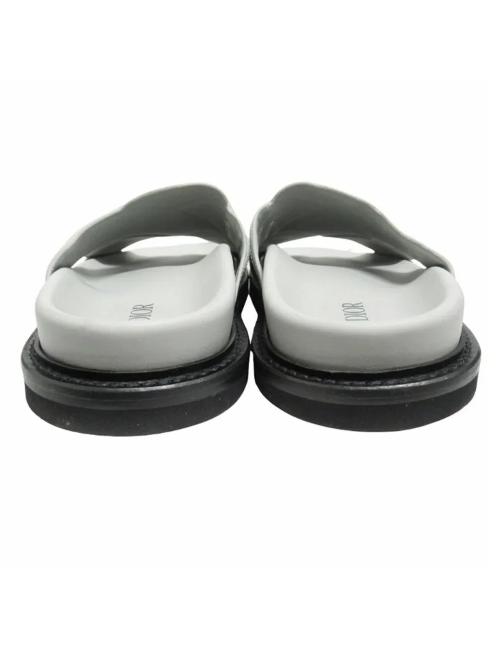 Dior Aqua CD Diamond Leather Sandals Shoes Logo Slide 39 Gray - Picture 5 of 7